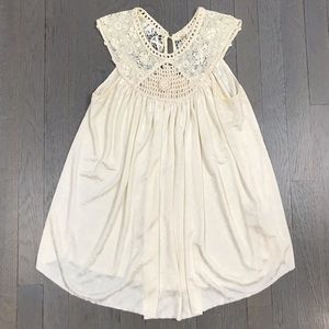 Free People Crochet Ivory Tunic Blouse Top Shirt